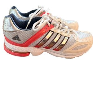 adidas White and Coral Women's Supernova Sequence with Metallic Stripes